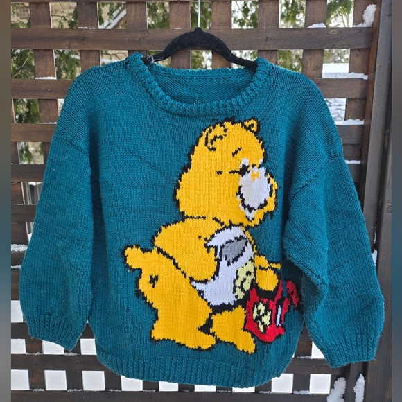 Vintage Sweaters - Vintage Care Bear Hand Knit Sweater